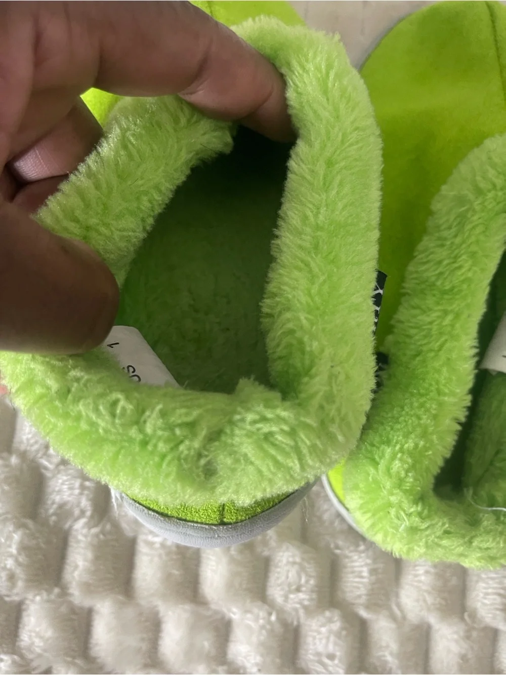 Kids Plush Slip-On Slippers in Bright Lime Green